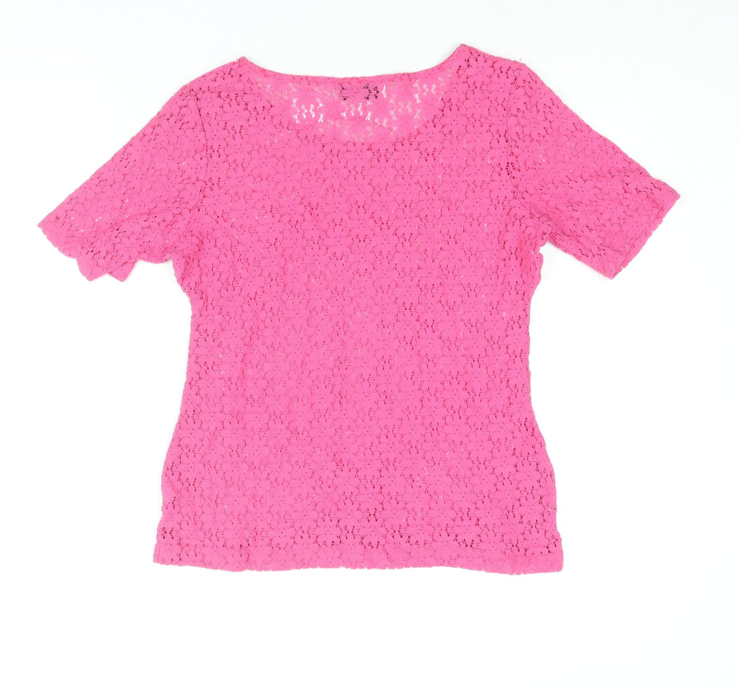 NEXT Womens Pink Polyester Basic Blouse Size 10 Round Neck
