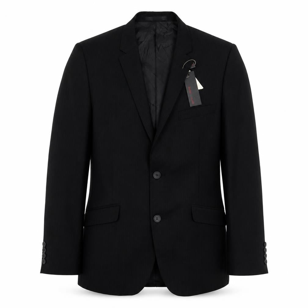 Butler & Webb Butler & Web Mens Black Striped Polyester Jacket Suit Jacket Size 36 Regular