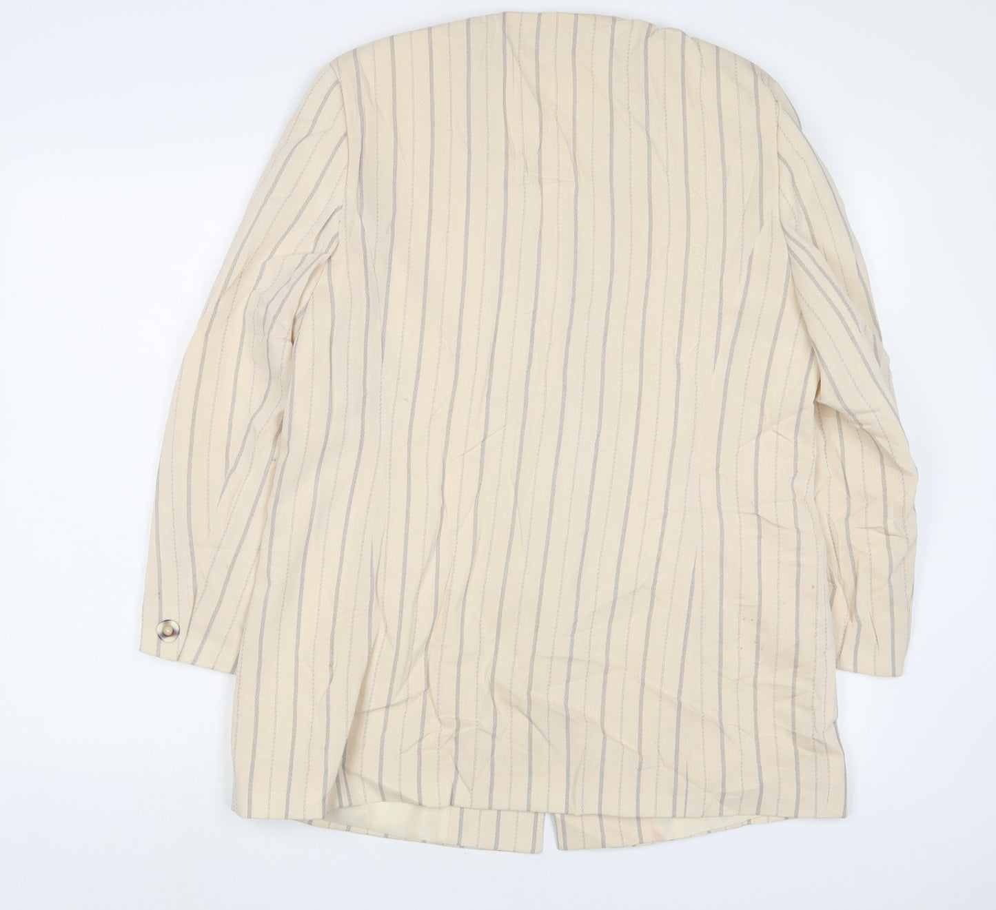 Precis Womens Beige Striped Jacket Blazer Size 16 Button