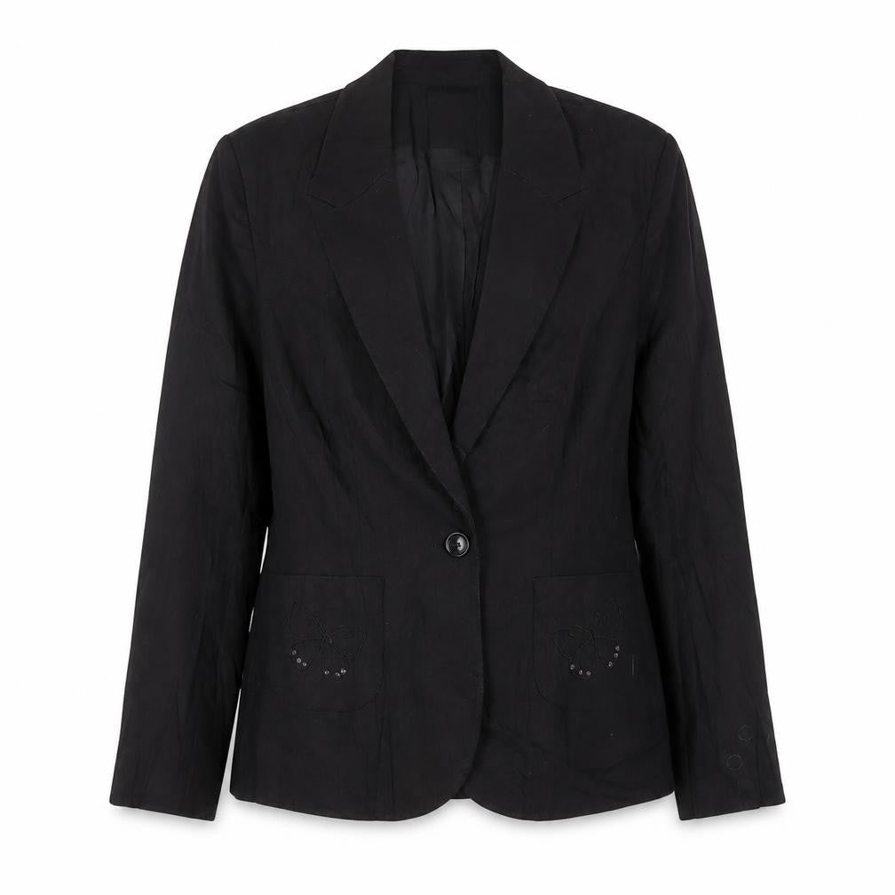 Therapy Womens Black Jacket Blazer Size 12 Button - Embroidered, Sequins
