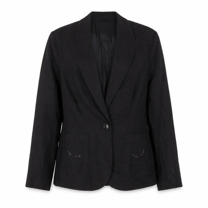 Therapy Womens Black Jacket Blazer Size 12 Button - Embroidered, Sequins