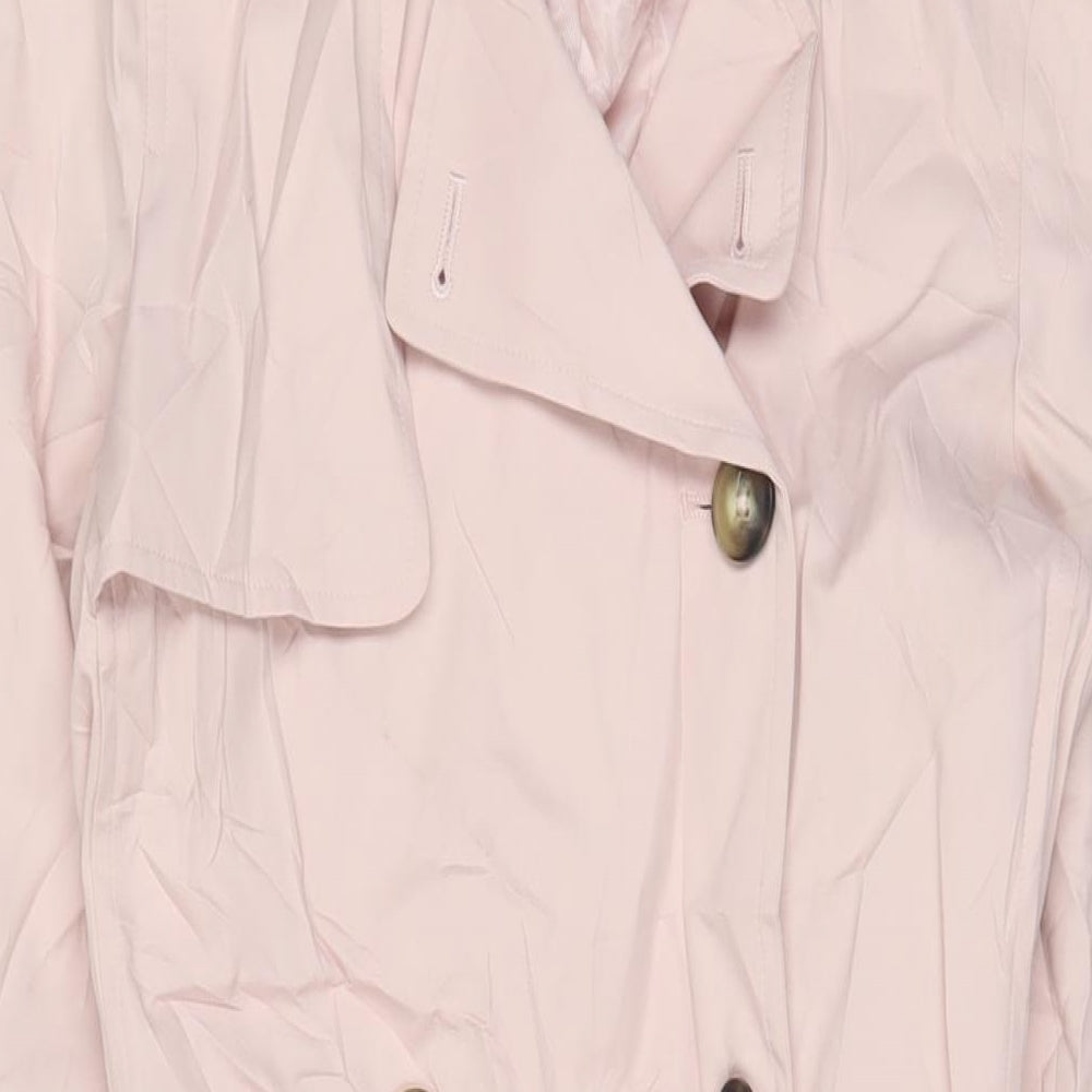 Marks and Spencer Womens Pink Overcoat Coat Size 6 Button - Belted