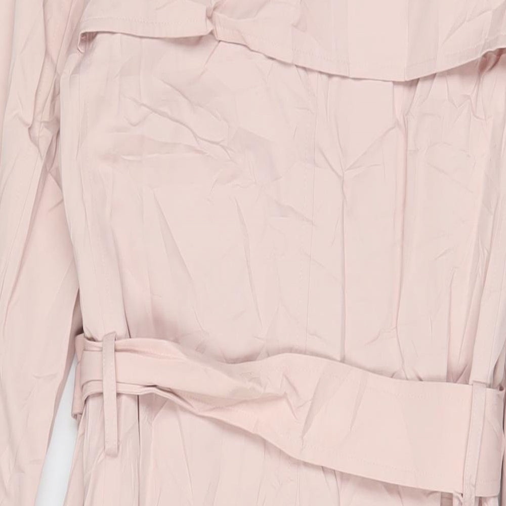 Marks and Spencer Womens Pink Overcoat Coat Size 6 Button - Belted