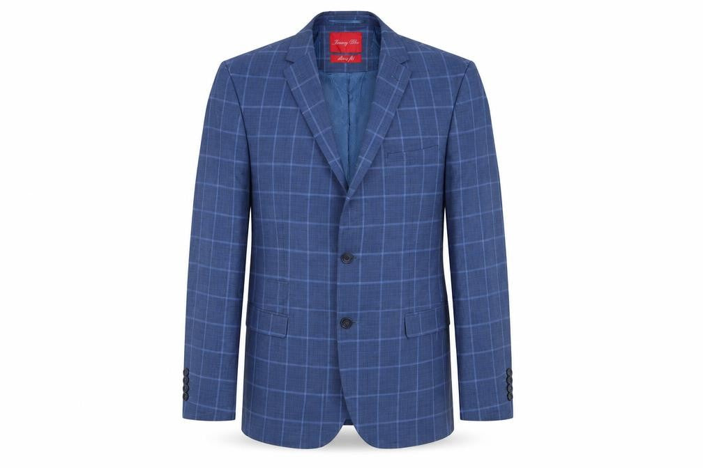 jimmy bee Mens Blue Plaid Wool Jacket Suit Jacket Size 40 Regular
