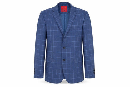 jimmy bee Mens Blue Plaid Wool Jacket Suit Jacket Size 40 Regular
