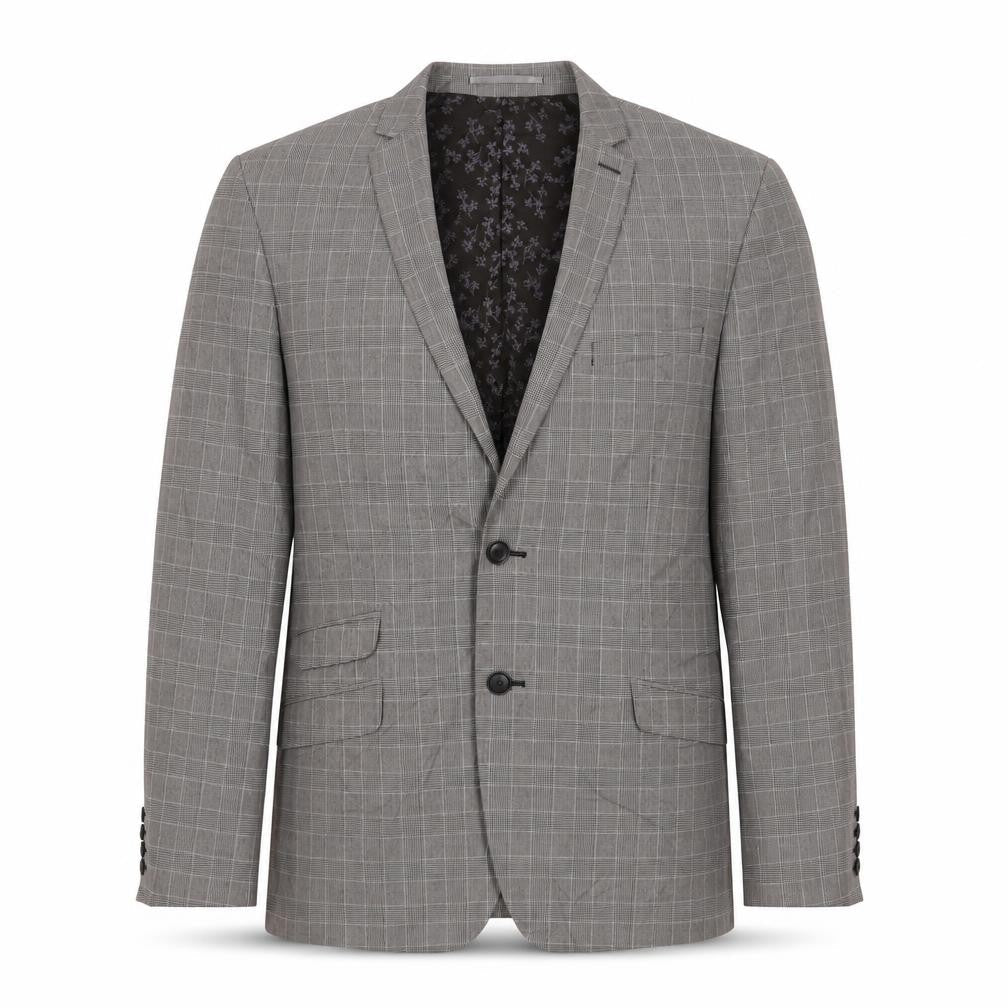 Limehaus Mens Grey Plaid Polyester Jacket Suit Jacket Size 40 Regular