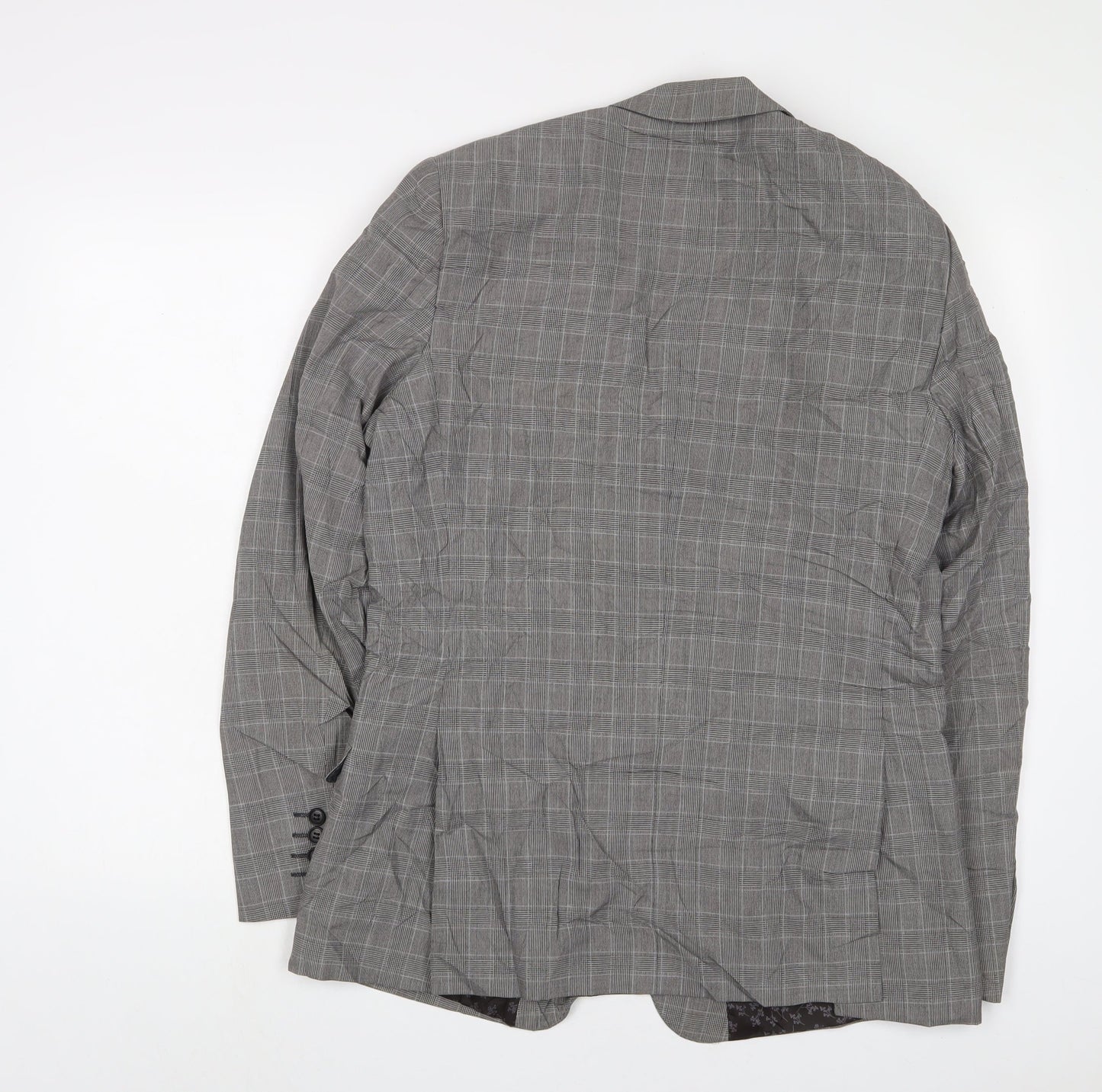 Limehaus Mens Grey Plaid Polyester Jacket Suit Jacket Size 40 Regular