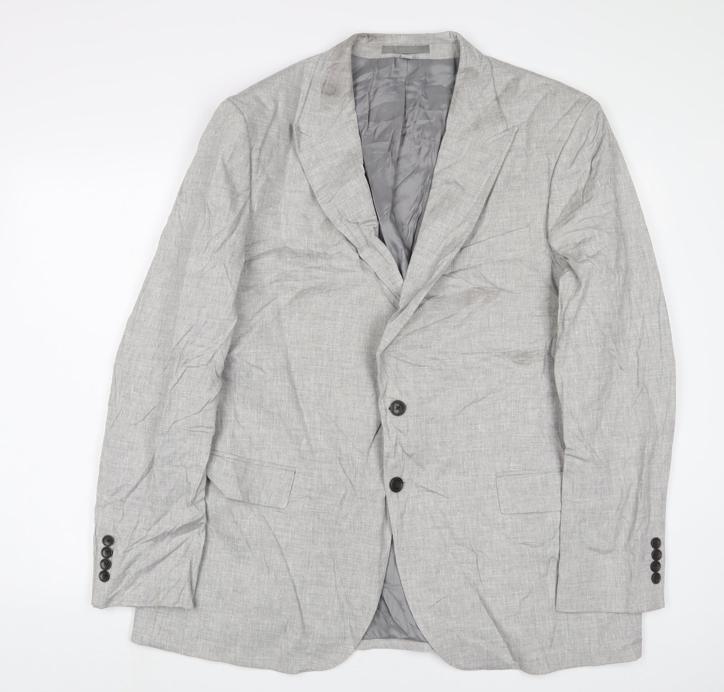 Marks and Spencer Mens Grey Linen Jacket Suit Jacket Size 46 Regular