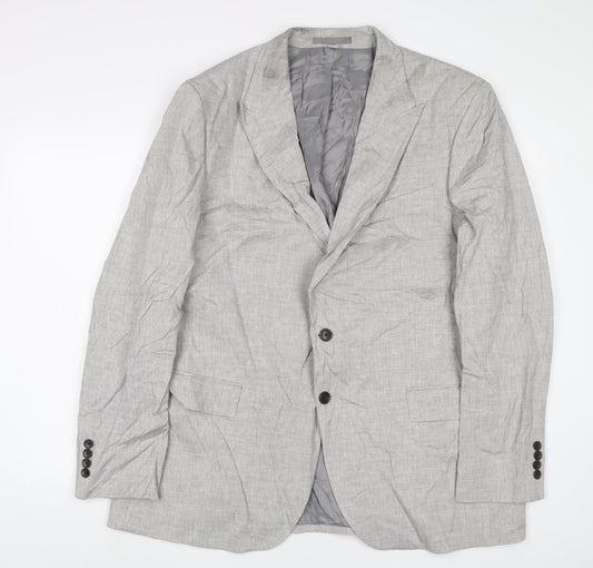 Marks and Spencer Mens Grey Linen Jacket Suit Jacket Size 46 Regular