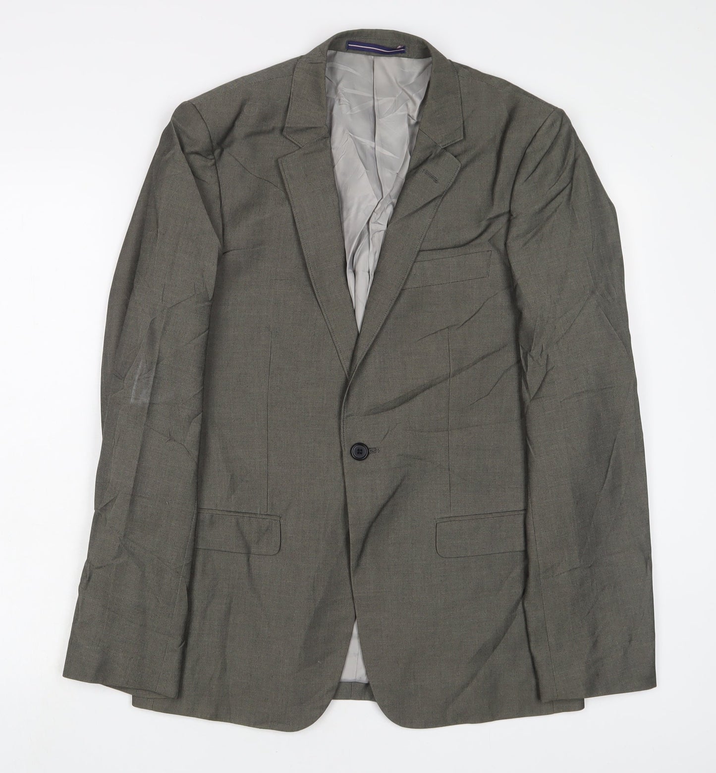 Topman Mens Grey Polyester Jacket Suit Jacket Size 38 Regular