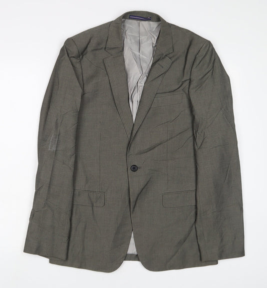 Topman Mens Grey Polyester Jacket Suit Jacket Size 38 Regular