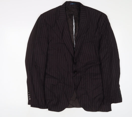 EDGERS Mens Brown Striped Polyester Jacket Suit Jacket Size 38 Regular