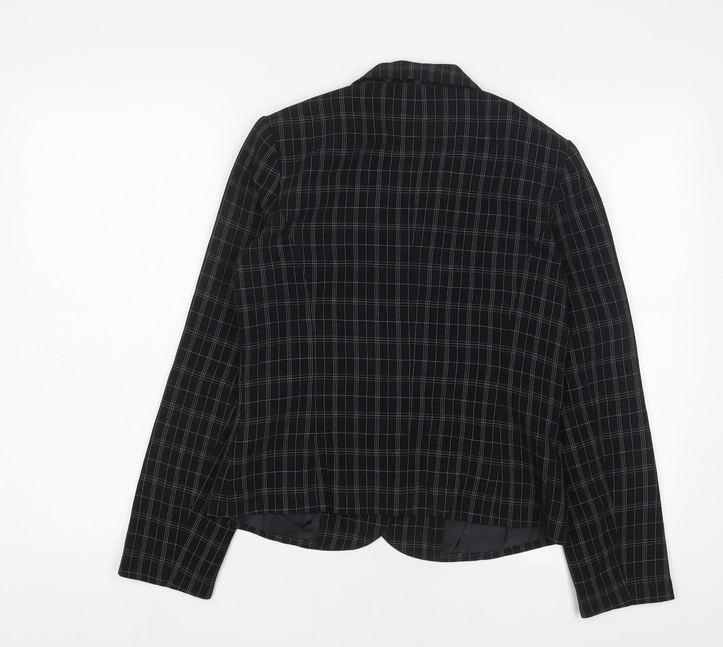 NEXT Womens Black Plaid Jacket Blazer Size 8 Button