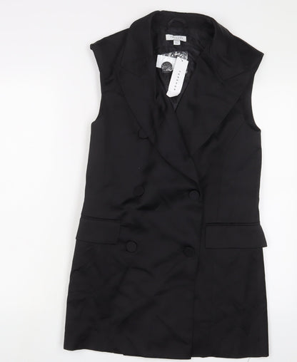 Topshop Womens Black Gilet Blazer Size 8 Button
