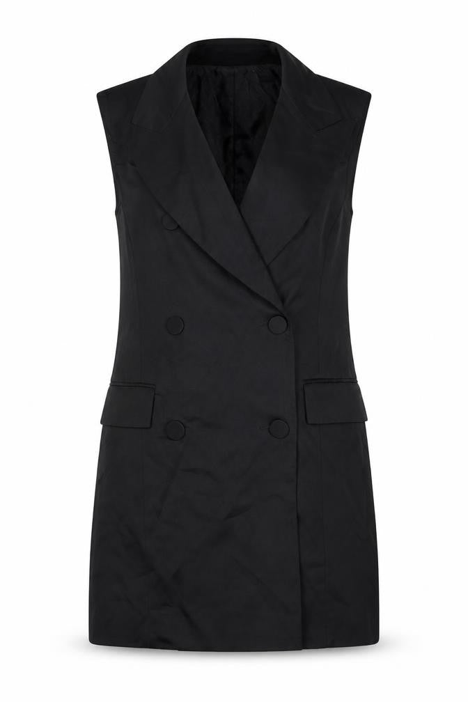 Topshop Womens Black Gilet Blazer Size 8 Button