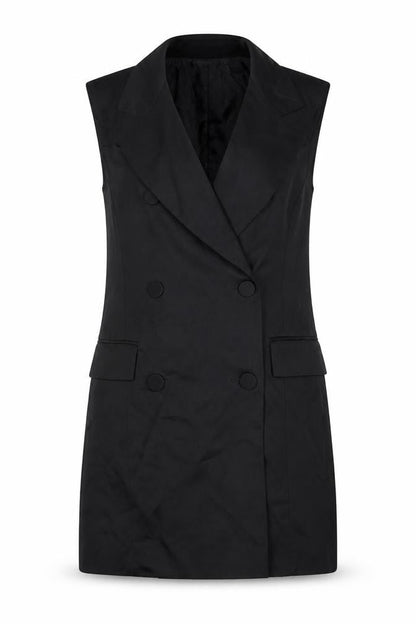 Topshop Womens Black Gilet Blazer Size 8 Button