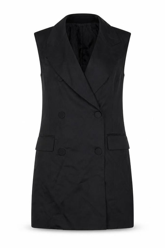 Topshop Womens Black Gilet Blazer Size 8 Button