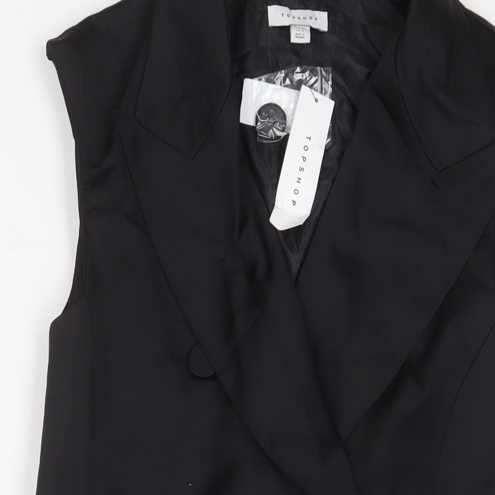 Topshop Womens Black Gilet Blazer Size 8 Button