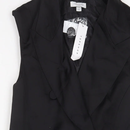 Topshop Womens Black Gilet Blazer Size 8 Button
