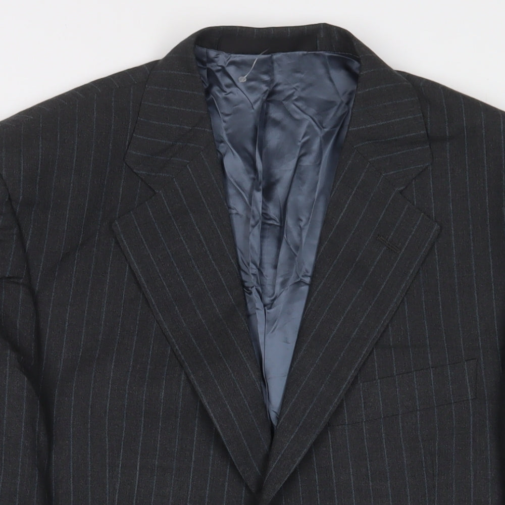 Marks and Spencer Mens Grey Striped Wool Jacket Suit Jacket Size 40 Regular