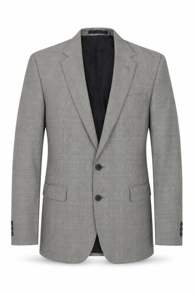 St Michael Mens Grey Plaid Wool Jacket Suit Jacket Size 40 Regular
