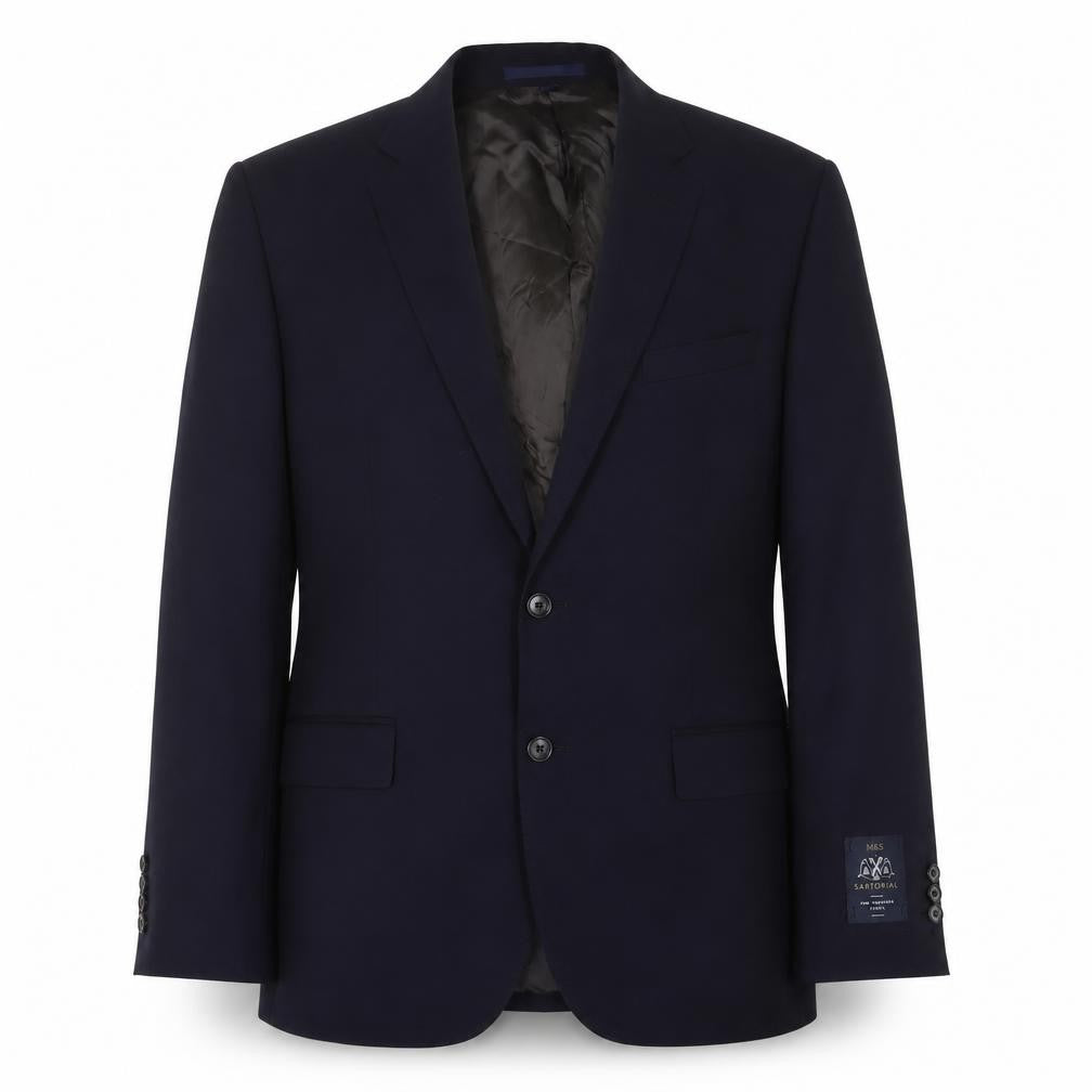 Marks & Spencer Mens Blue Wool Jacket Suit Jacket Size 42 Regular