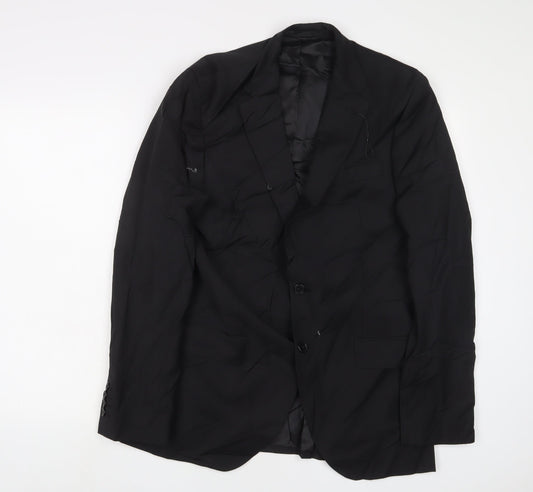 St Michael Mens Black Wool Jacket Suit Jacket Size 40 Regular