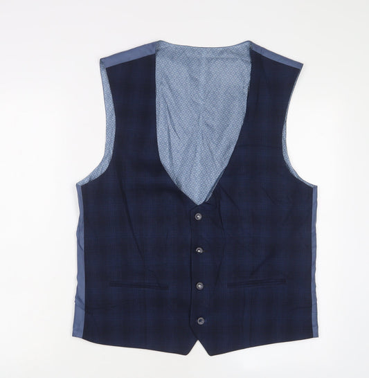 Spitual Fields Mens Blue Polyester Jacket Suit Waistcoat Size L Regular