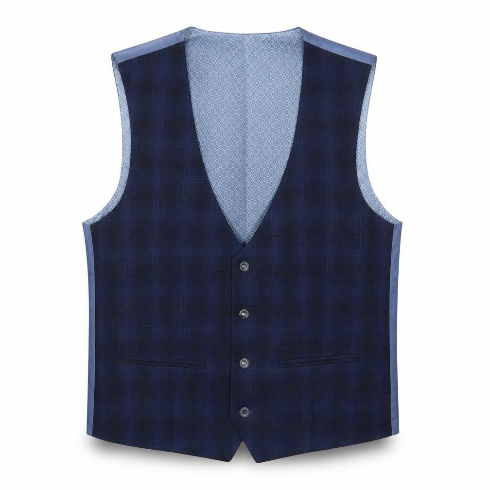 Spitual Fields Mens Blue Polyester Jacket Suit Waistcoat Size L Regular