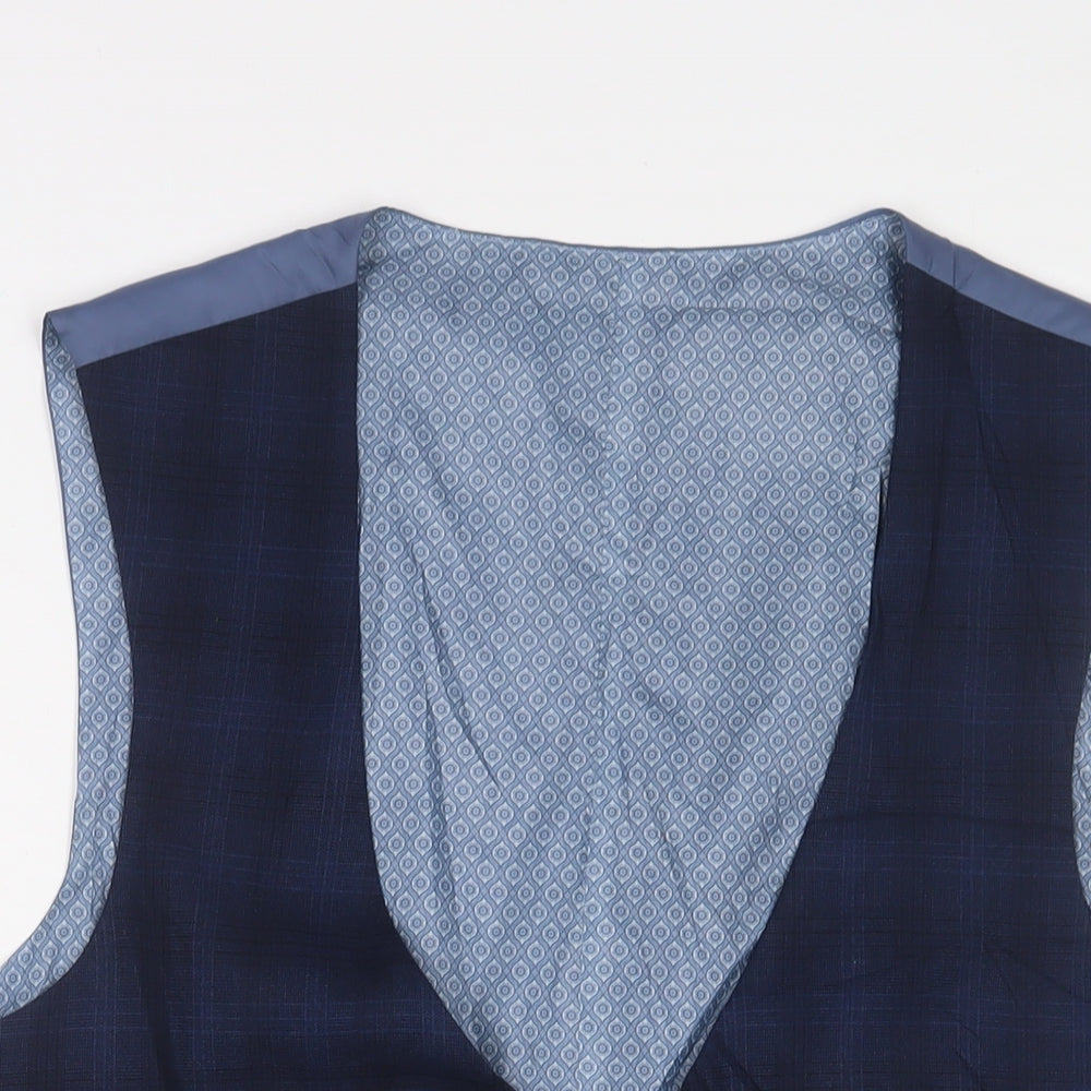 Spitual Fields Mens Blue Polyester Jacket Suit Waistcoat Size L Regular