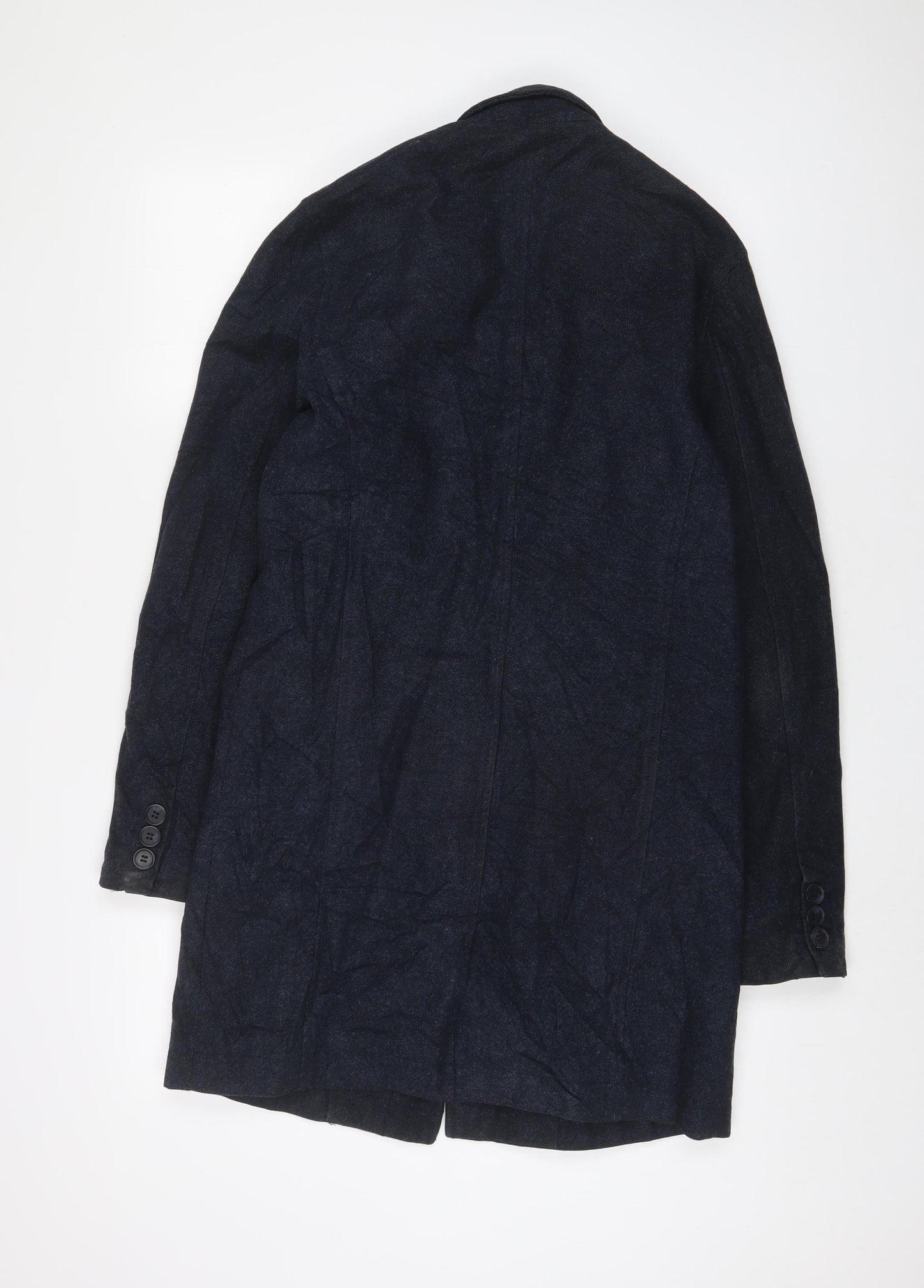 Topman Mens Blue Overcoat Coat Size S Button