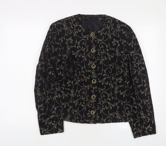 Country Casuals Womens Black Fair Isle Jacket Blazer Size 10 Button