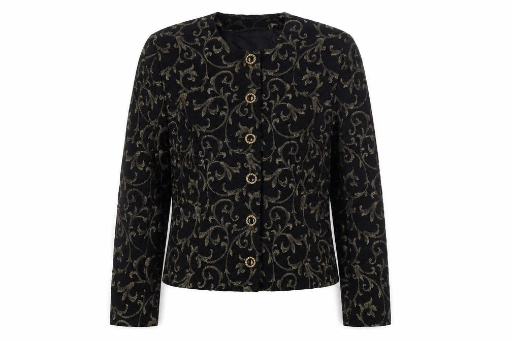 Country Casuals Womens Black Fair Isle Jacket Blazer Size 10 Button