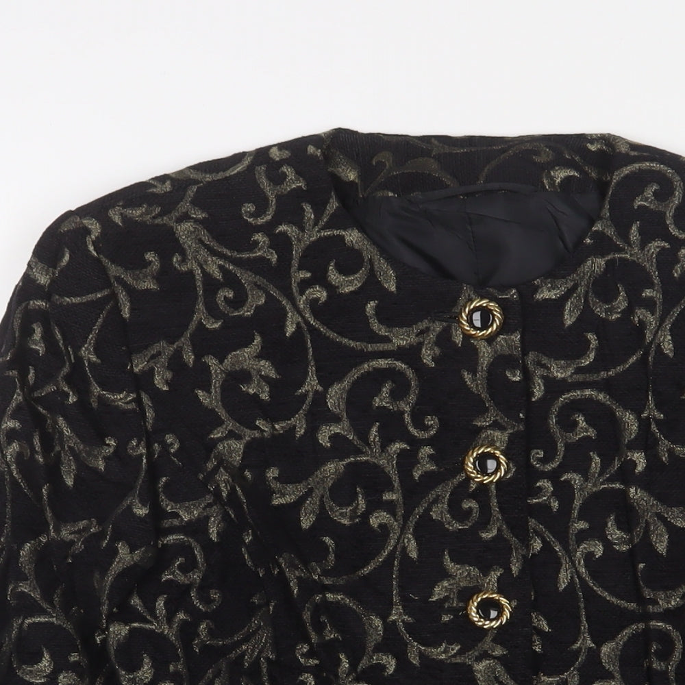 Country Casuals Womens Black Fair Isle Jacket Blazer Size 10 Button