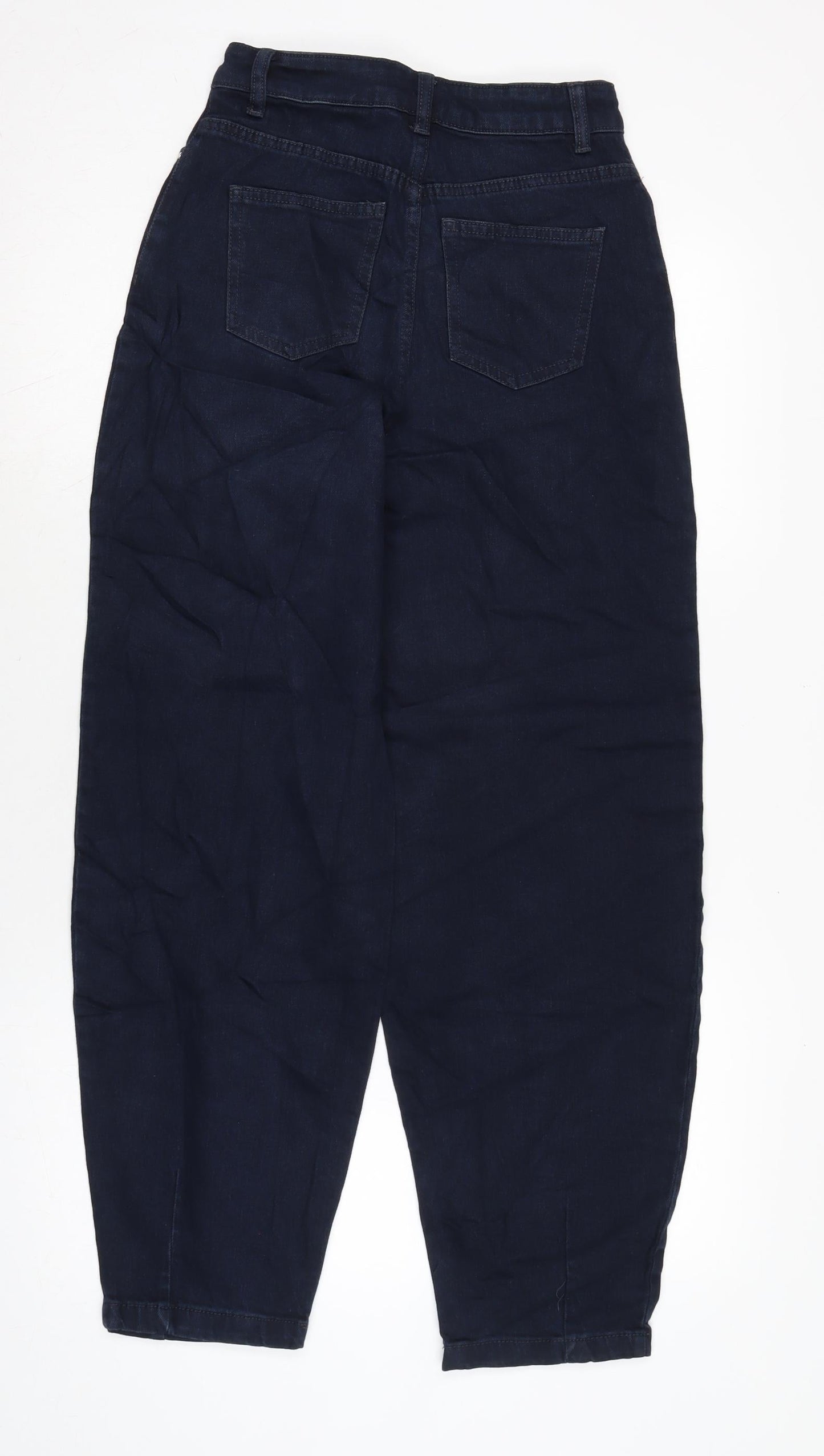 Marks and Spencer Womens Blue Cotton Blend Straight Jeans Size 6 L28.5 in Regular Zip