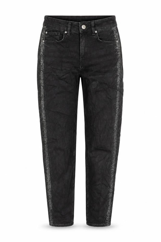 Marks & Spencer Womens Blue Cotton Blend Mom Jeans Size 8 L29 in Regular Zip - Glitter stripe down sides.