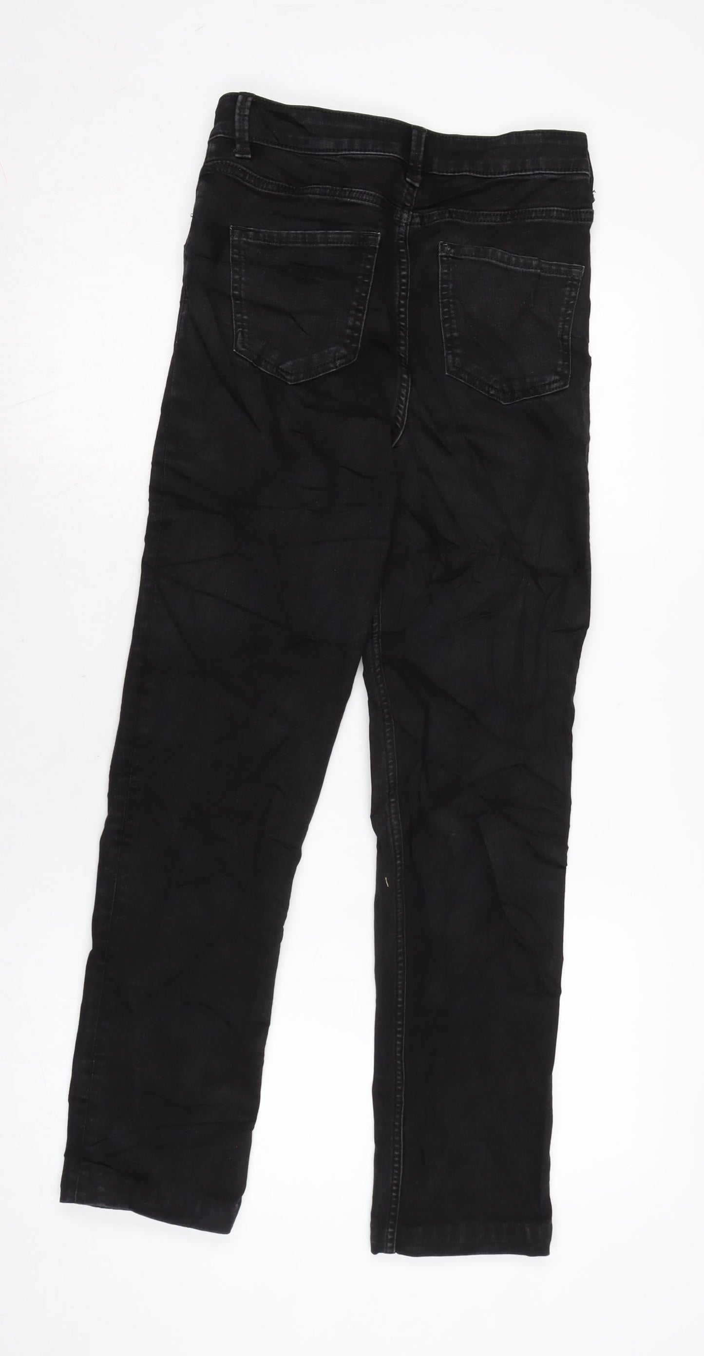 Marks and Spencer Womens Black Cotton Blend Straight Jeans Size 8 L29 in Regular Zip