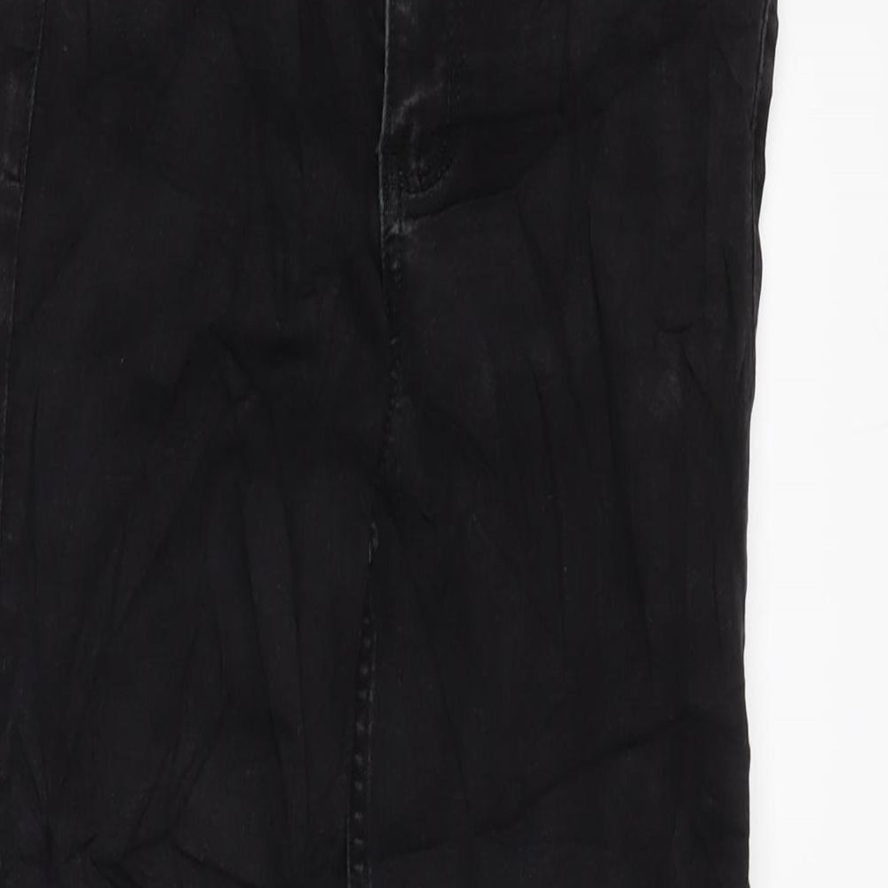 Marks and Spencer Womens Black Cotton Blend Straight Jeans Size 8 L29 in Regular Zip