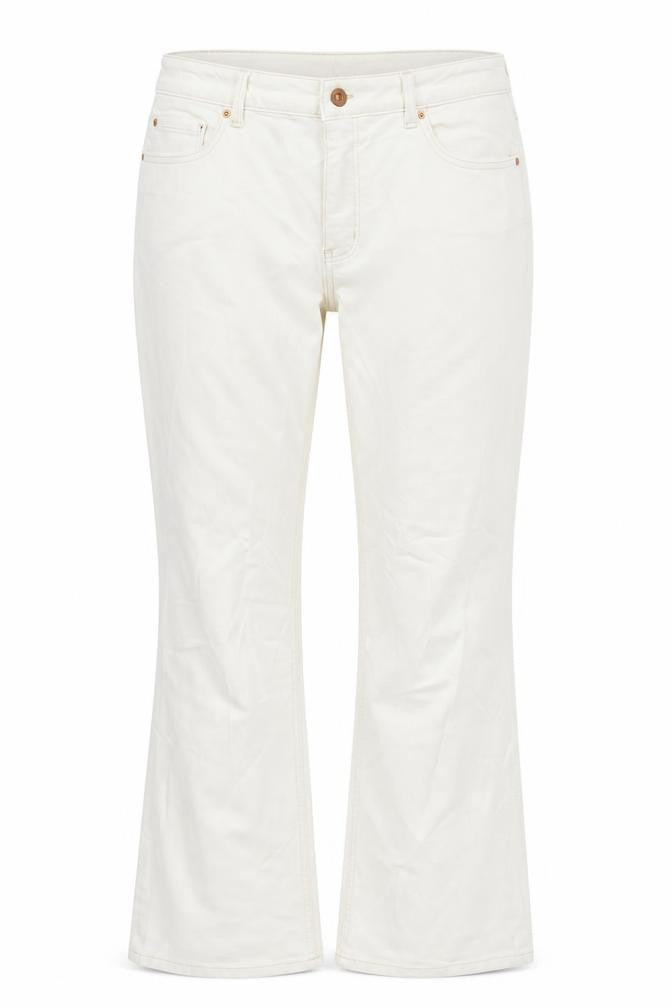 Marks & Spencer Womens Ivory Cotton Blend Flared Jeans Size 18 L28 in Regular Zip