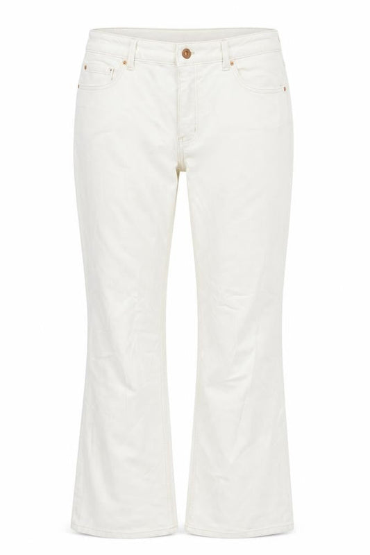 Marks & Spencer Womens Ivory Cotton Blend Flared Jeans Size 18 L28 in Regular Zip