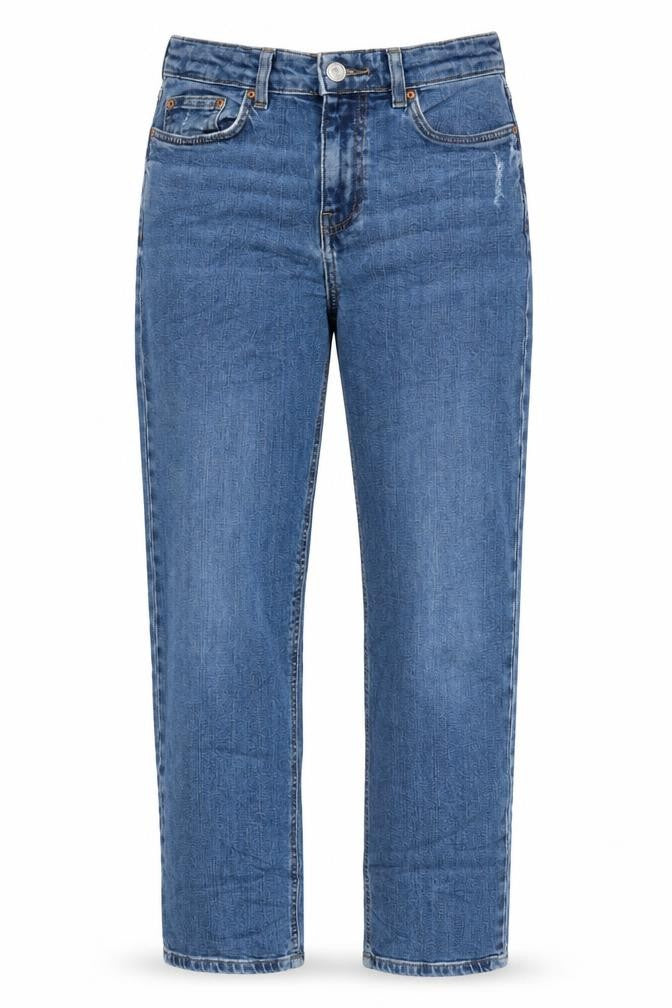 Marks & Spencer Womens Blue Cotton Blend Straight Jeans Size 8 L31 in Regular Zip