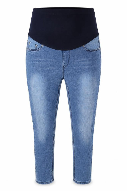 boohoo blue Womens Blue Cotton Blend Tapered Jeans Size 10 L27 in Regular