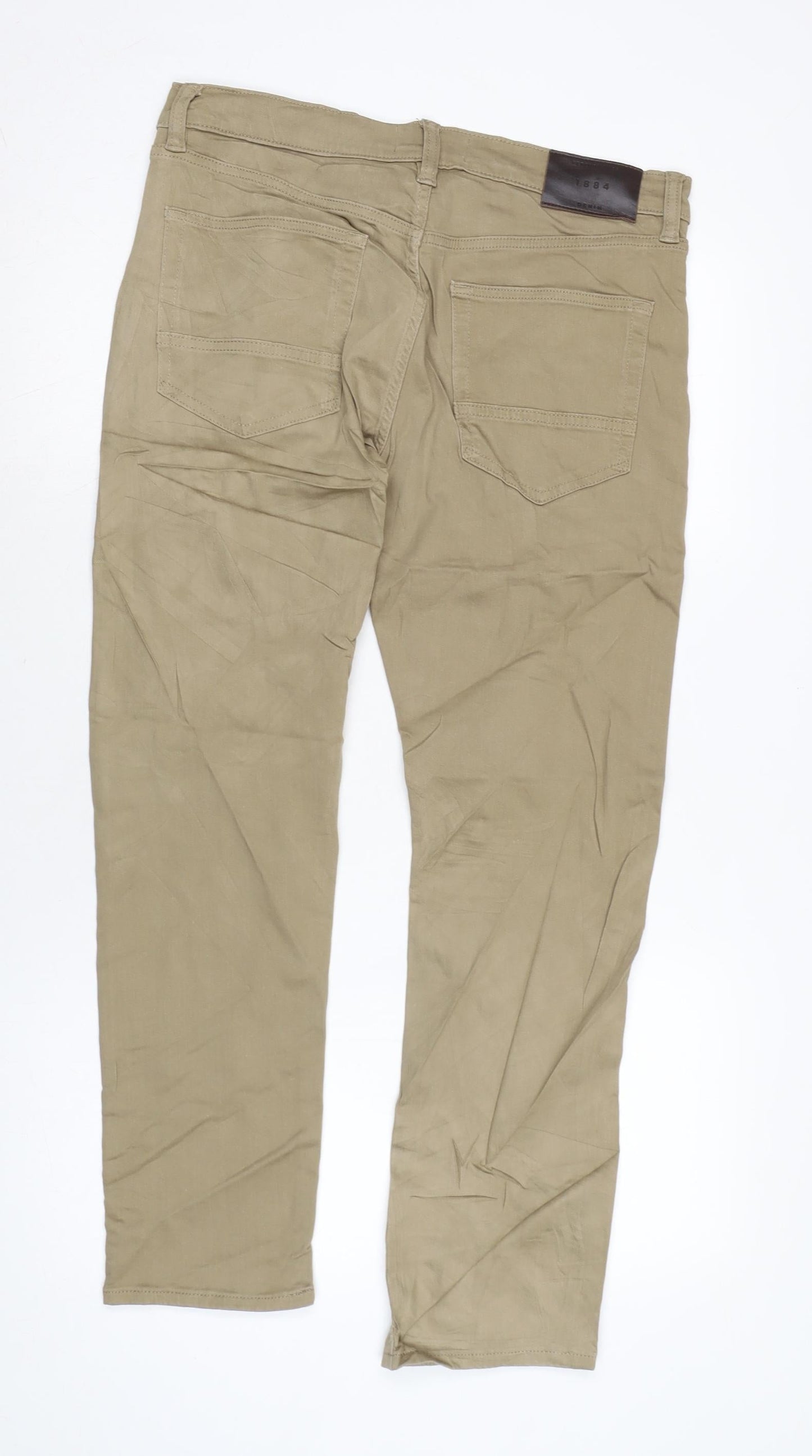 Marks and Spencer Womens Brown Cotton Blend Straight Jeans Size 32 in L29 in Slim Zip