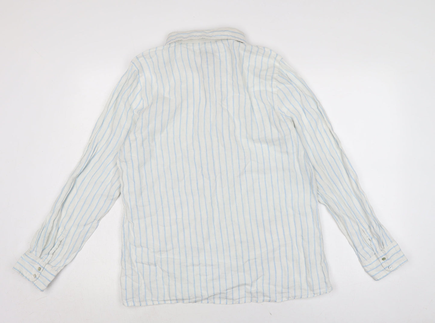 Kenar Womens Ivory Linen Basic Blouse Size L Collared