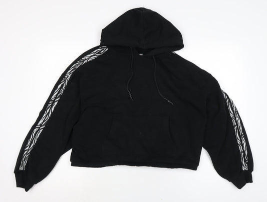 Fluid Womens Black Cotton Pullover Hoodie Size 14