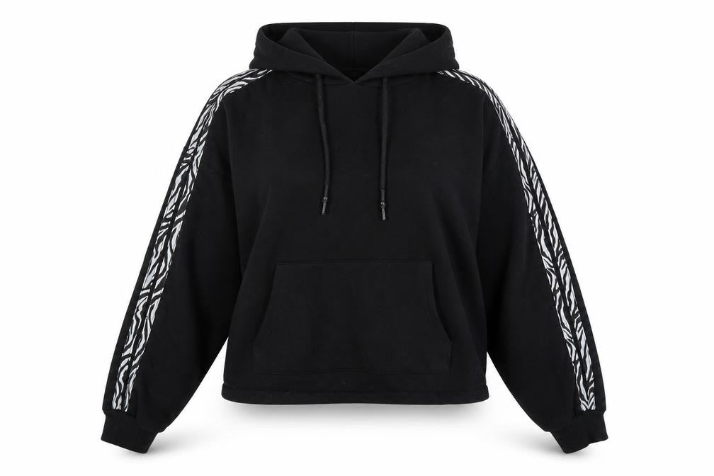 Fluid Womens Black Cotton Pullover Hoodie Size 14