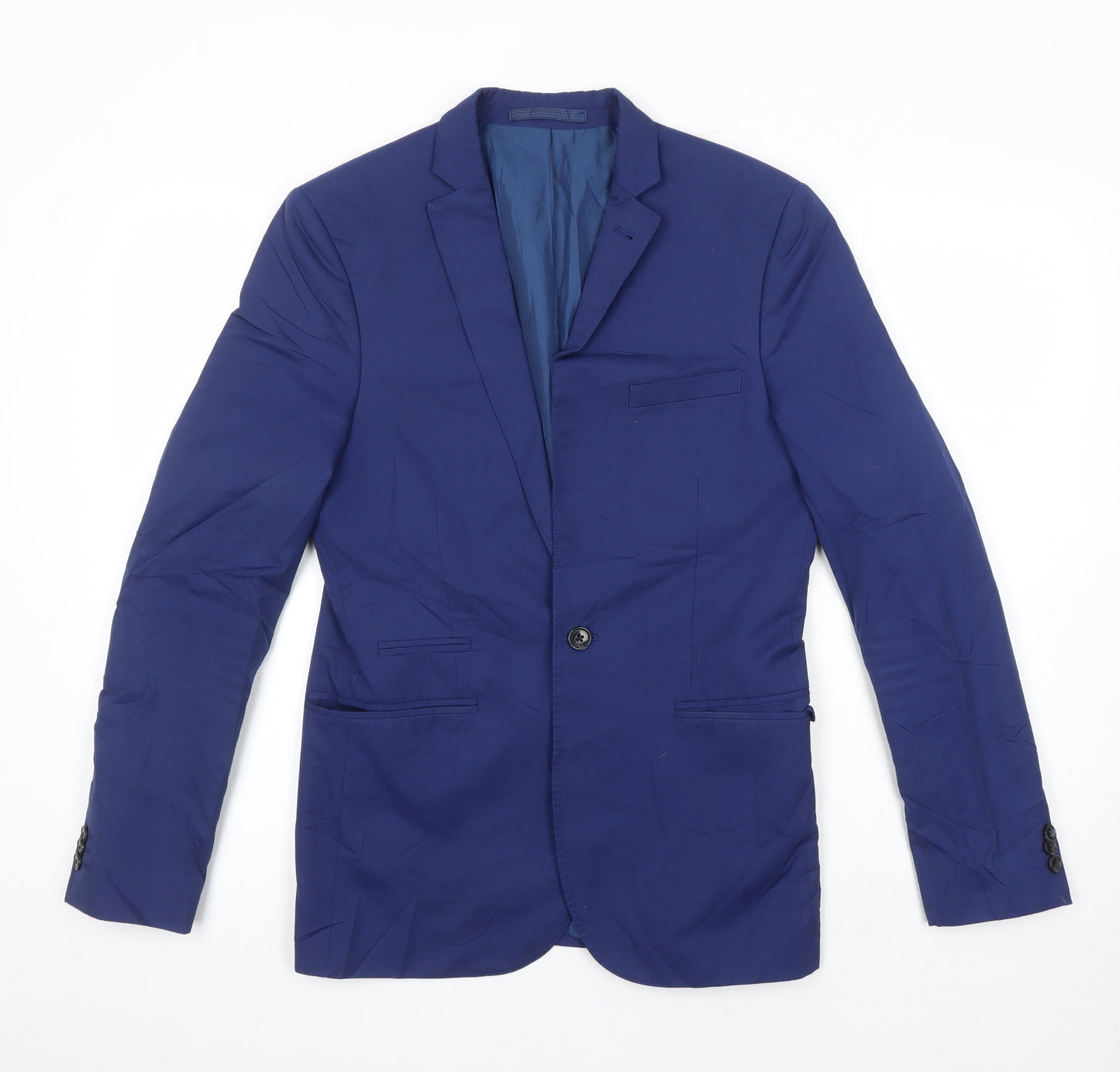 M&S Mens Blue Polyester Jacket Suit Jacket Size 38 Regular