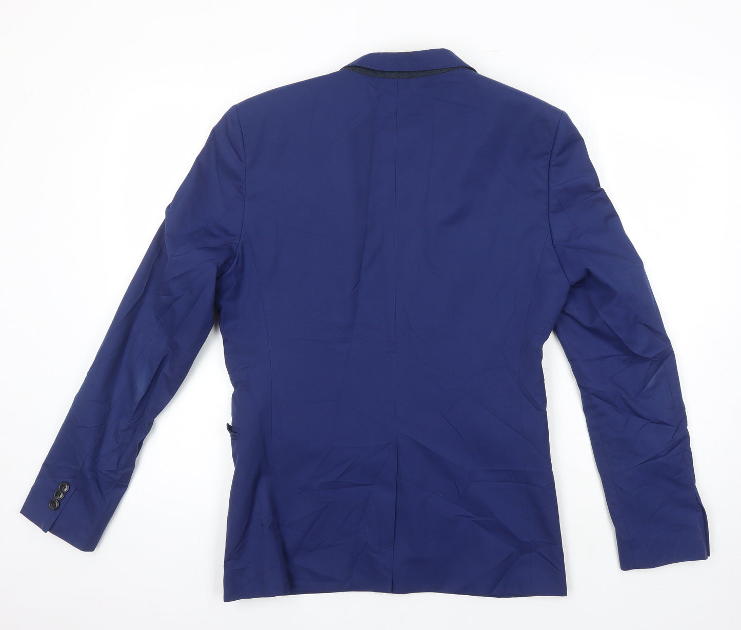 M&S Mens Blue Polyester Jacket Suit Jacket Size 38 Regular