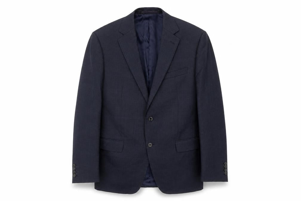 Marks & Spencer Mens Black Check Wool Jacket Blazer Size 42 Regular