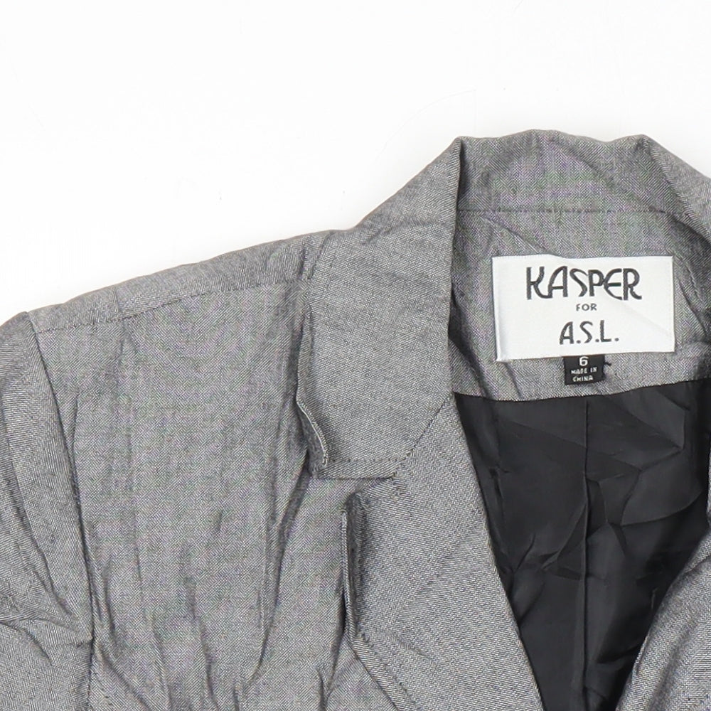 Kasper Womens Grey Jacket Blazer Size 6 Button